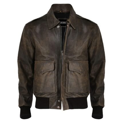 A2 Aviator Flight Jacket For Men Real Cowhide Distressed Leather Jacket